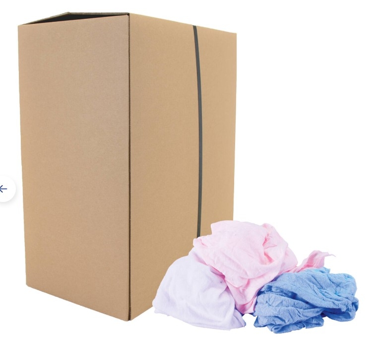 Poetsdoek gekleurde tricot naadloos, 8 kg per doos