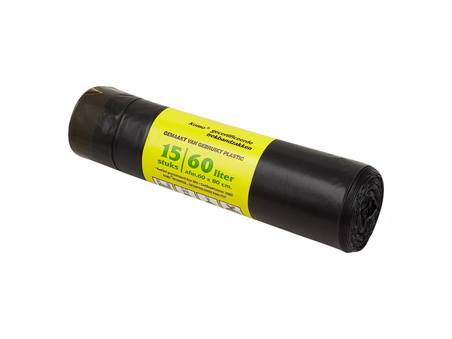 Afvalzak 60 X 80/5 CM met Trekband T50 LDPE Grijs 15 Stuks per Rol