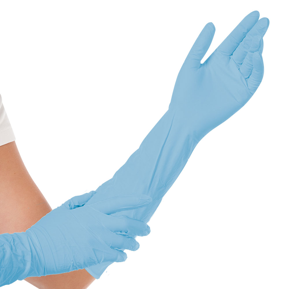Handschoen disposable nitrile 50 cm lang, extra lange handschoen