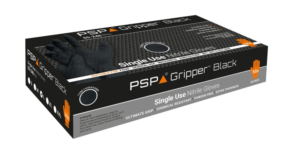 Extra dikke nitrile handschoen gripper maat M